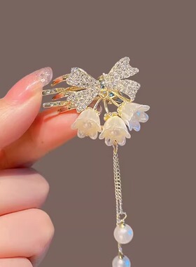 森系甜美蝴蝶结铃兰花鸭嘴夹