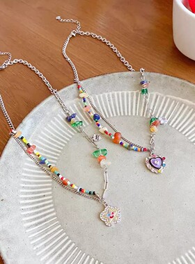 笑脸多巴胺串珠轻奢锁骨链