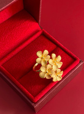繁花似锦黄金色戒指结婚