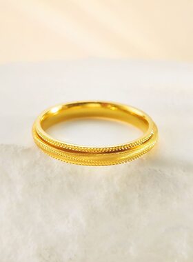 时来运转沙金戒指情侣对