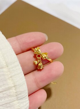 几何蝴蝶结铃兰花戒指女