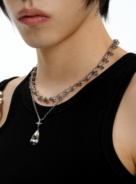 YURITAN镀白金组合项链男女新款