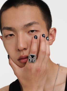 yuritan蝴蝶方牌原创设计感戒指