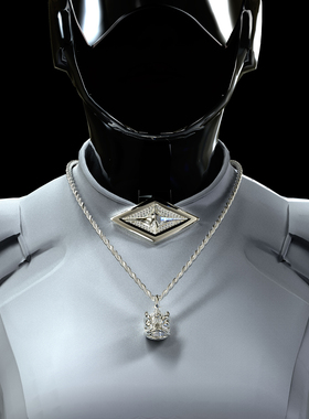 于适同款YURITAN X FAKEART费奇满钻吊坠项链时尚潮酷情侣款项链