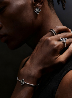 YURITAN黑釉蛇纹十字星芒手镯