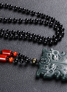 真品新疆和田玉细料青玉饕餮玉坠男士女士仿古兽面玉吊坠玉石玉佩