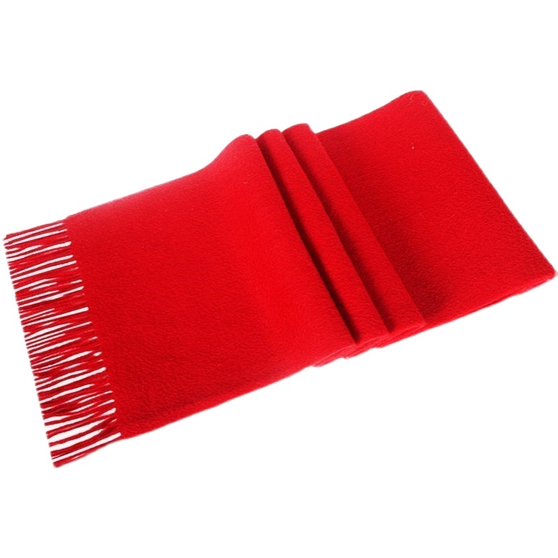 鄂尔多斯市100%羊绒围巾女秋冬本命年大红细羊毛围脖男中国红披肩
