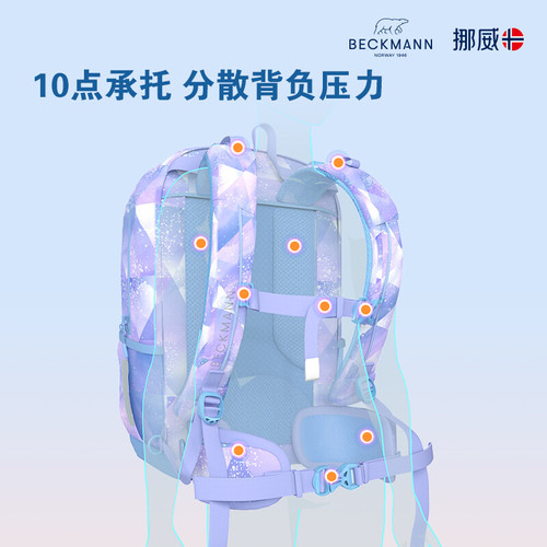 贝克曼挪威beckmann书包初高中小学生女男孩4-9年级护脊减负背包 - 图1