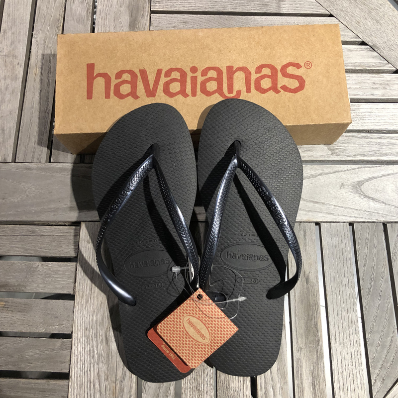 巴西havaianas哈瓦那人字拖经典slim女维密粉纯色细带防滑凉拖鞋 - 图0