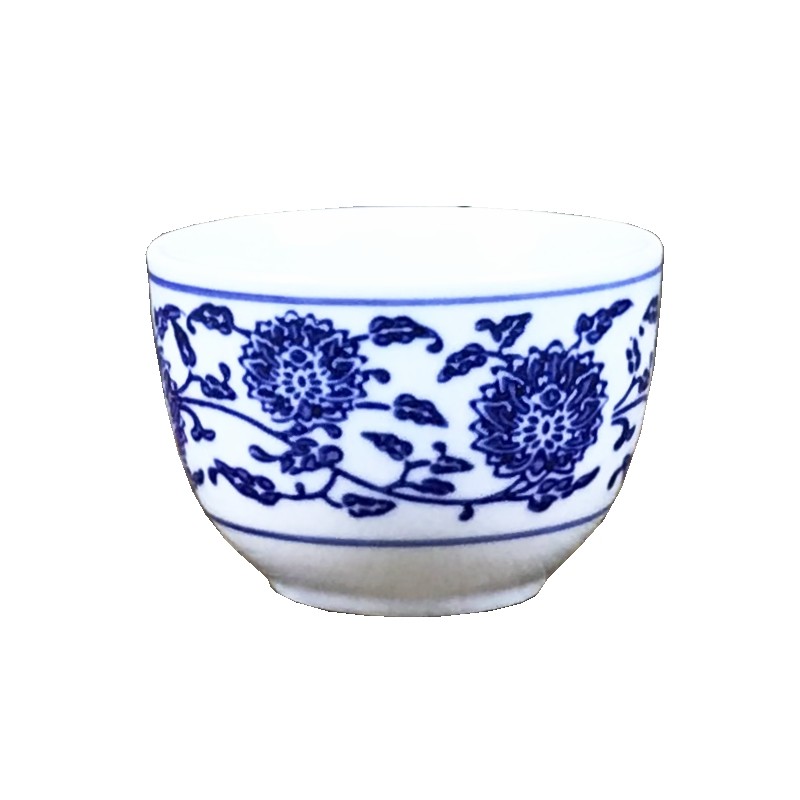 青花陶瓷杯复古青花瓷茶杯酒杯水杯酒店江中杯白酒杯怀旧杯子搭配_虎窝淘