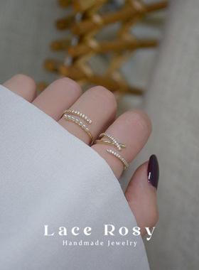 通勤轻奢花朵法式复古开口戒指