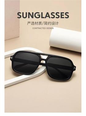 新款双梁时尚太阳镜潮流墨镜 复古T字男女方形飞行员太阳镜