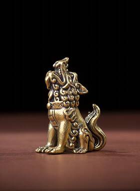 黄铜龙九子小摆件茶宠赑屃螭吻蒲牢狴犴饕餮蚣蝮睚眦狻猊椒图玩件