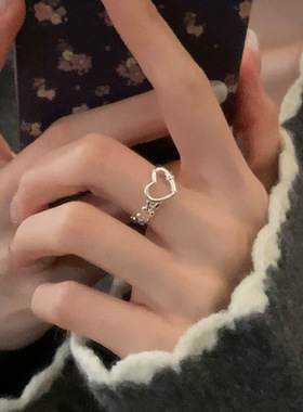 镂空金属爱心开口戒指女设计感甜美可爱精致个性时尚百搭指环戒子
