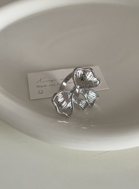 fever同款金属蝴蝶结戒指女设计感小众复古个性简约百搭气质指环