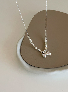 碎银几两蝴蝶结金属吊坠项链女复古个性简约百搭气质颈链锁骨链