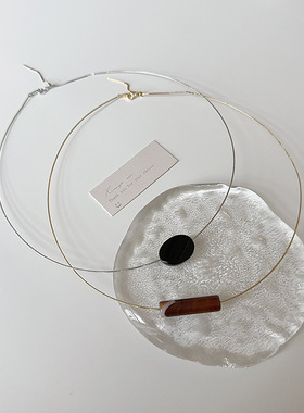 小众设计感树脂细金属项圈女高级感复古个性简约百搭气质时尚项链