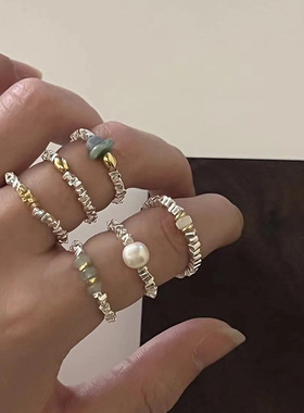 小众设计碎银子金属戒指女个性简约百搭气质时尚指环戒子博主同款