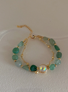 小众设计感天然石转运珠手链女韩国复古个性简约百搭气质时尚手镯