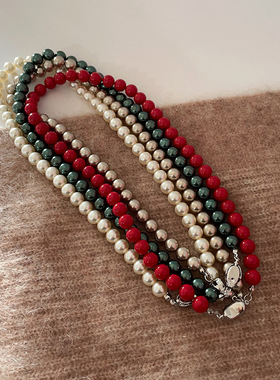 法式复古优雅气质珍珠项链女高级感小众个性简约百搭颈链毛衣链