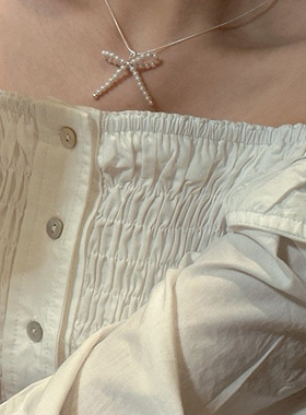 设计感蝴蝶结串珠吊坠项链女小众简约独特个性时尚百搭颈链锁骨链