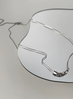 小众设计几何菱形金属方块项链女韩国个性简约百搭气质颈链锁骨链