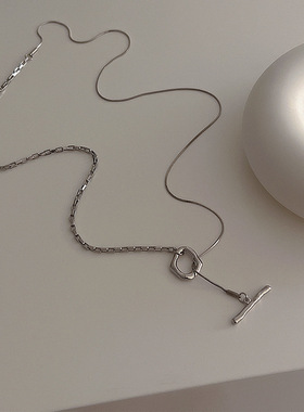 冷淡风不规则OT扣金属项链女韩国个性简约百搭气质时尚长款毛衣链