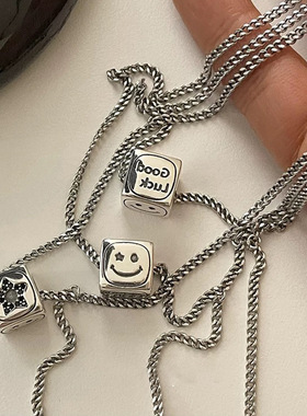 方块金属星星笑脸项链女韩国小众复古个性简约百搭气质颈链锁骨链