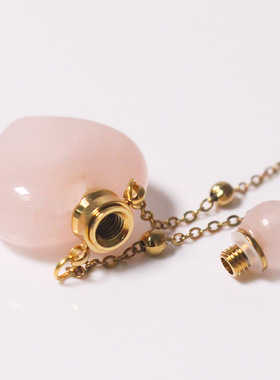 精油瓶粉晶紫晶水晶绿萤石精油心形吊坠空瓶心毛衣链项链空瓶