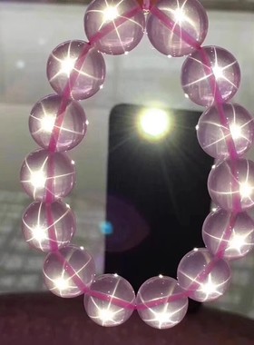 天然粉水晶手串星光莫桑粉 粉水晶圆珠手链 厂家直销