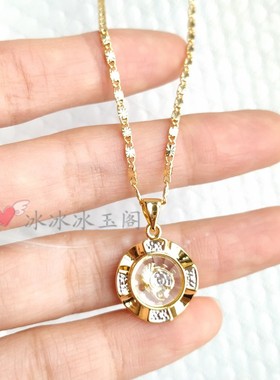 时来运转吊坠 镀18K黄白彩金十二生肖属相项链 寓意转运招财女款