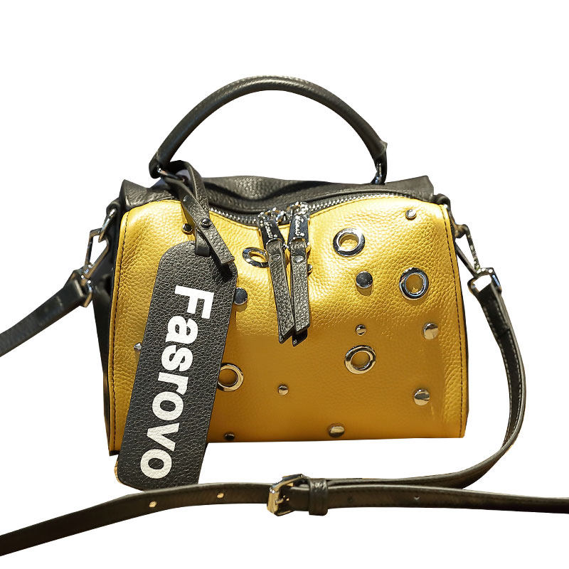 菲色如华上新气质牛皮手提波士顿包 菲色如华女士包袋