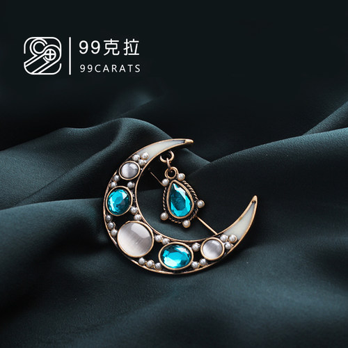 99克拉秋冬季新款夸张时尚个性波西米亚风珐琅滴釉仿猫眼胸针女YC - 图2