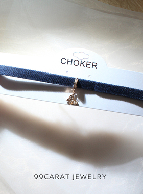 CHOKER牛仔黑皮绳小众设计项链