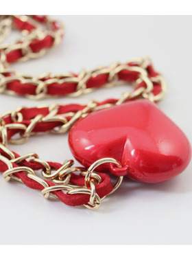 克拉爱情质感红色心形长款毛衣链