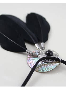 克拉欧美天然贝壳黑色长款毛衣链