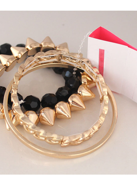 克拉欧美风质感多层黑色串珠手链