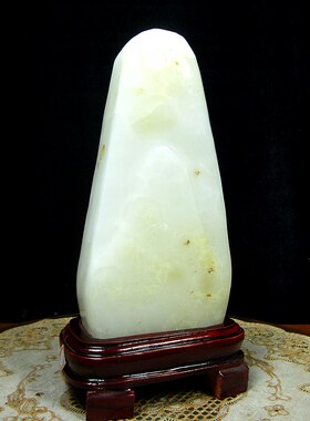 保真阿富汗白玉奇石摆件