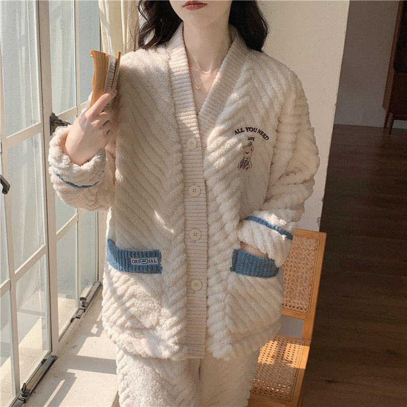 小香风睡衣女秋冬季2025年新款珊瑚绒加厚加绒卡通法兰绒家居服冬,淘宝优惠券,粉丝福利购,淘宝优惠卷