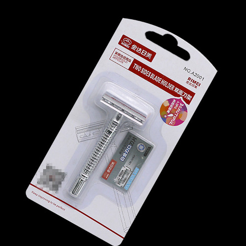 不锈钢老式刮胡刀手动剃须刀男式刮脸刮胡刀架双面刀片刮脸刮毛刀 - 图2