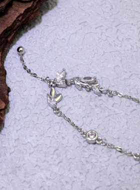 s999纯银麦穗流苏锆石手链女小清新精致穗穗平安足银手饰百搭