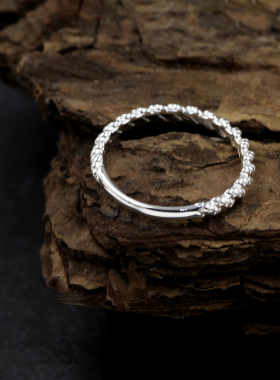 韩版小众设计感极简几何圆珠戒指