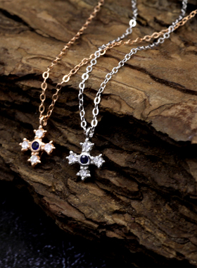 S925纯银欧美十字链项链