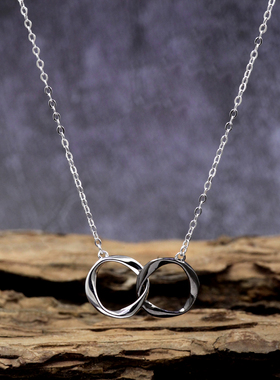 韩版ins小众设计感双环项链