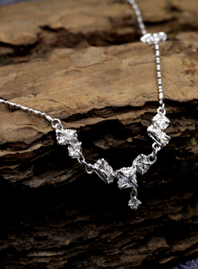 S925纯银项链小众个性ins冷淡风高级感银首饰金属锆石脖子链女