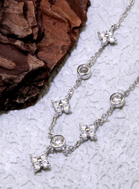 四叶锆石手链女s925纯银轻奢百搭时尚高级感小众五花手饰