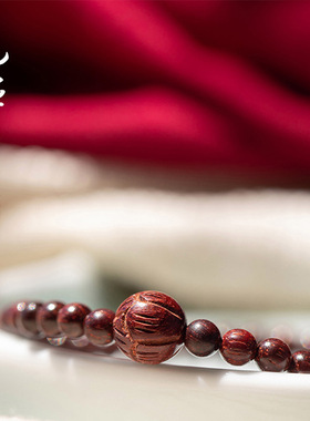 小叶紫檀莲花雕刻男女情侣文艺复