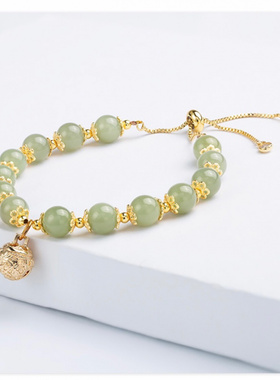 一步一响铃铛和田玉手链女生夏is