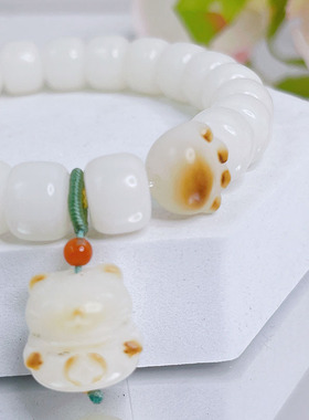 炭烧猫爪手链女猫挂件小众白菩提