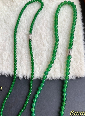 4mm天然绿玛瑙小米珠锁骨链6mm项